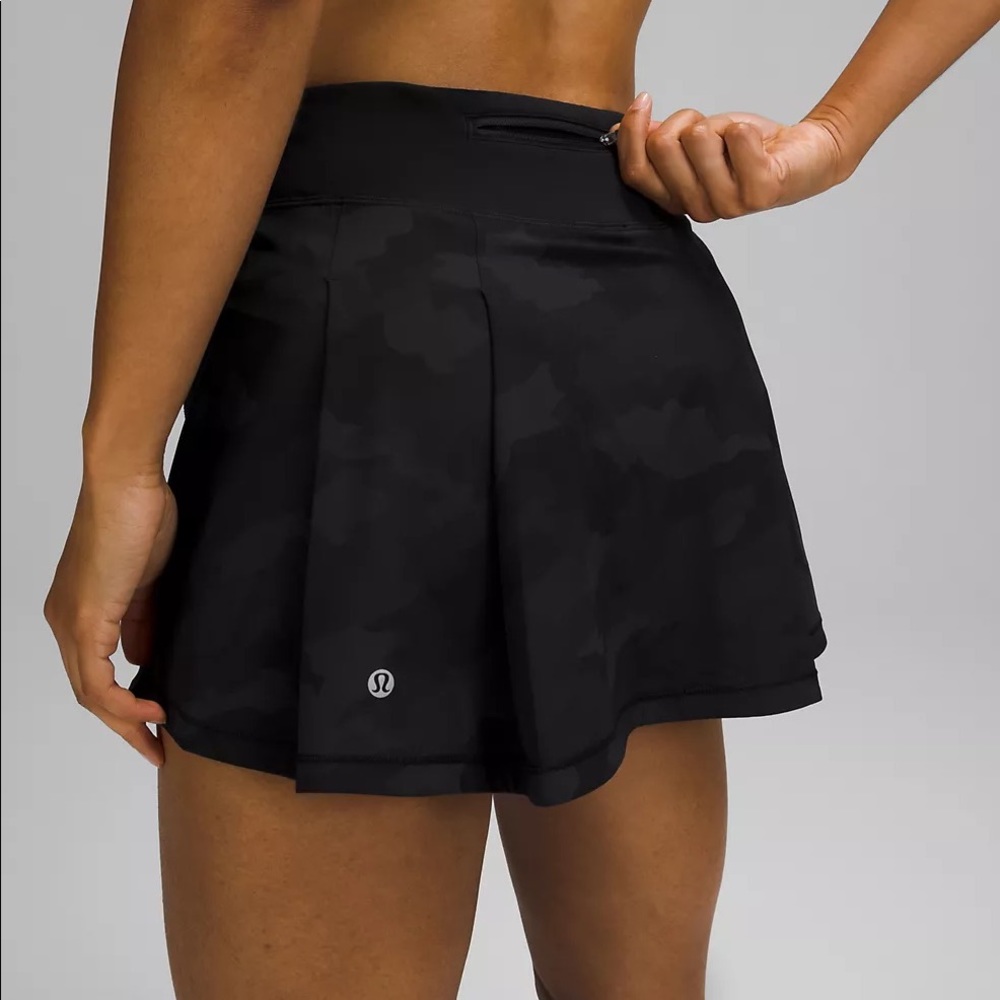 Lululemon Pace Rival skirt black/grey camo 12 reg